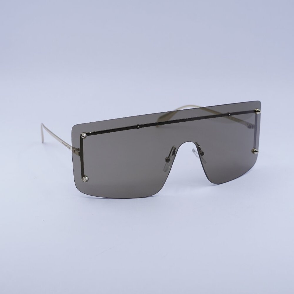 🕶️ New Alexander McQueen AM0412S 002 Sunglasses - Gold Frame, Brown Lenses - Picture 1 of 10